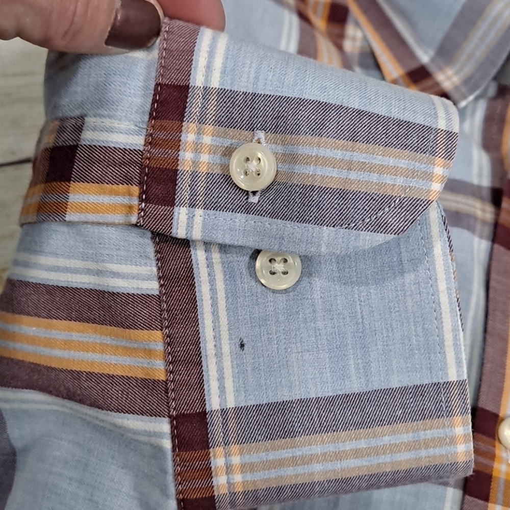 Peter Millar Rust And Blue Checked Button Down - image 5